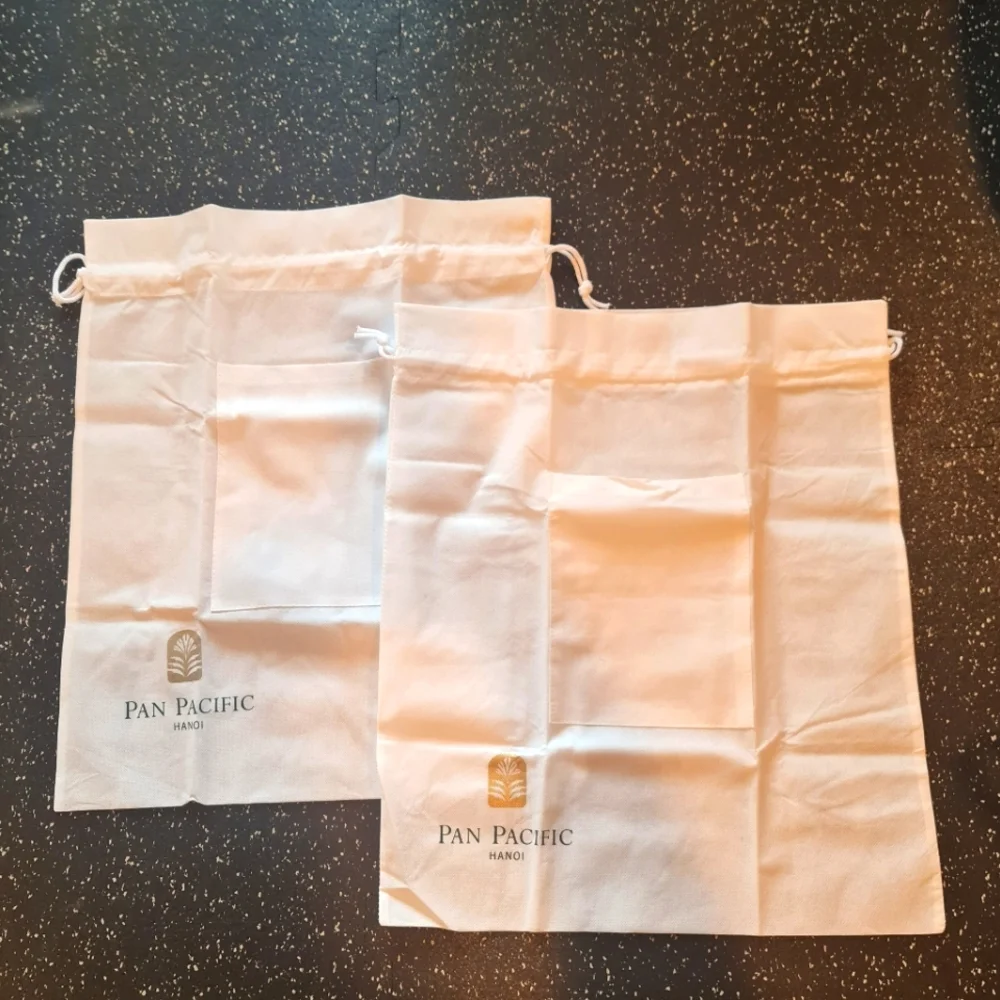 Drawstring Laundry Bag Dust Cover Pan Pacific Hotel Hanoi Vietnam set of 2